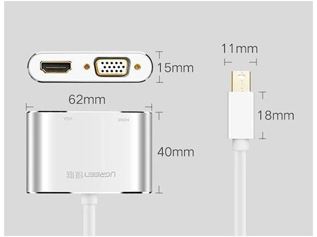 محول uGreen Mini DisplayPort إلى HDMI+VGA محول uGreen Mini DisplayPort إلى HDMI+VGA